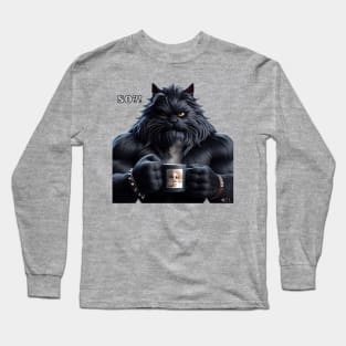 Huge Coffee Cat by focusln Long Sleeve T-Shirt
